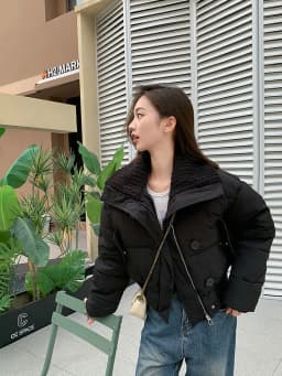 Winter Patchwork Parkas for Women Winter Warm Large Lapel Crop Coats Y2K Korean Sweet Preppy Loose Puffer Outerwear Mujer