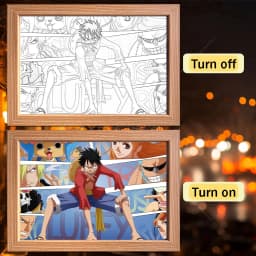 Anime Character One Piece Luffy Zorro Animated Frame LED Light Study Bedroom Christmas Birthday Gift