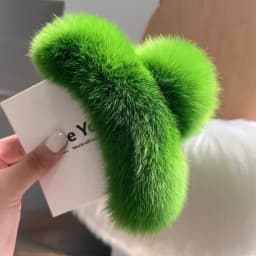 Natural Rex Rabbit Fur Big Crab Hair Clip for Girls Rabbit Hair Claw Clips Cute Ponytail Women's Barrettes Fluffy Hair Crab