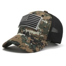 Men’s Tactical Mesh Trucker Hat, Camouflage Outdoor Baseball Cap with Removable Embroidered Patch, Adjustable Snap‑Back Sun Hat