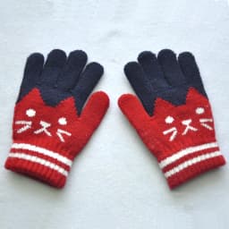 Cute 6-11Y Children Thickened Warm Gloves For Students Winter New Cat Knitted Mittens Outdoor Knitting Cycling Skiing Gloves
