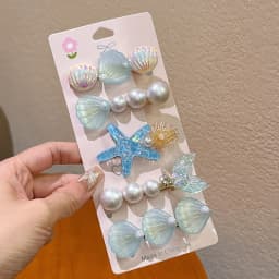 5pcs Starfish Colorful Shell Pearl Hair Clip for Women Sweet Cute Duckbill Clip Fashion Girl Hairpin Hair Accessories