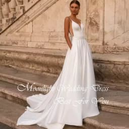 Modern Pleat Bow V-Neck A- Line Wedding Dress 2026 Sleeveless Spaghetti Straps Backless Bridal Gown Vestidos De Novia Customized