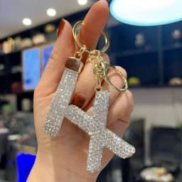 Full Rhinestone 26-Letter Keychain, Bling Car Key Ring & Sparkly Bag Charm - Perfect Small Gift