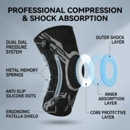 Sports Knee Pad Knob Pressure Spring Support Silicone Shock Absorption Breathable Nylon for Running Basketball Fitness