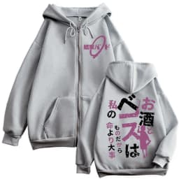 Anime BOCCHI THE ROCK Kikuri Hiroi Print Zipper Hoodies Harajuku Manga Style Zip Up Sweatshirts Unisex Fashion Vintage Pullovers