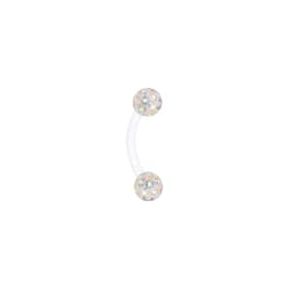 Coated Crystal Silicone 16g 1.2mm Eyebrow Ring Flexible Bioflex 6/8/10/12mm Bar Monroe Lip Curved Barbell Piercing