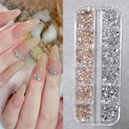 Nail Art Rhinestones Kit 2400pcs Nail Gems Ab Flatback Rhinestones Gems Stones with Storage Organizer for Design Bright Holiday