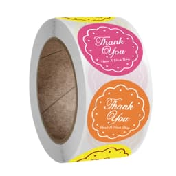 50-500pcs Round Thank You For Your Order Sticker Thanks For Shopping Small Shop Local Handmade Sticker Blue Pink Labels Sticker