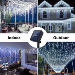 Solar Curtain Icicle Light 3.5M Eaves Decor Outdoor Fairy String Lights Wedding Party