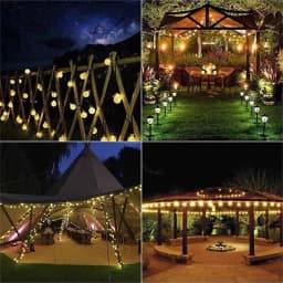 Solar 5/7/12m Outdoor LED Crystal Globe String Light Fairy Light for Garden Wedding Christmas Home Room 2025 Ramadan Decoration