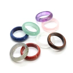 Women's Healing Crystal Stone Band Ring Dainty Finger Jewelry Natural Amethyst Rose Quartz Lapis Lazuli Labradorite Gemstone
