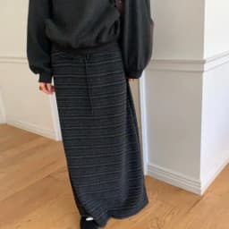 Korean Style Fashionable Simple Personality Drawstring Elastic Texture Stripe Slim Mid-Length Half Skirt Women Autumn Winter ...