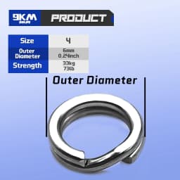 9KM 50Pcs Stainless Steel Fishing Split Rings, Heavy Duty Lure Connector Rings for Saltwater Terminal Tackle