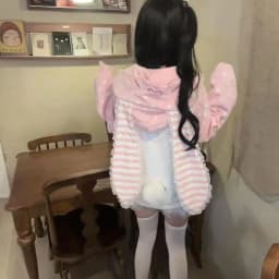 Dot Lace Patchwork Cute Coat Harajuku Chic Sweet Lovely Sweatshirts Japanese Kawaii Rabbit Ears Hoodies Tops Women Loose