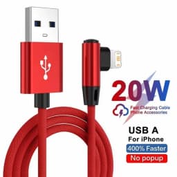 Right Angle Fast Charging USB Cable For iPhone 11 12 13 Pro XS Max X XR 6 6S 7 8 14 Plus Braided Wire Elbow Data Cable 1m 2m 3m