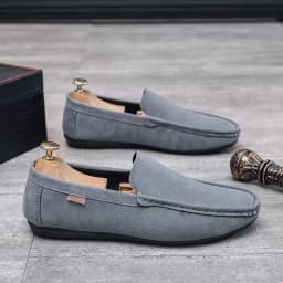 Men's Genuine Leather Handcrafted Slip-On Shoes - Breathable Comfortable Rubber Bottom Casual Formal Loafers