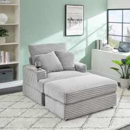 39-Inch Soft-Seat Single Sofa With Footrests Equipped With A Cup Holder Corduroy Fabric Is Highly Suitable for Use In The Living Room Or Bedroom