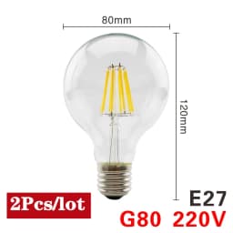 2Pcs E14 LED Bulb E27 220V Filament Light A60 C35 ST64 G80 G95 Edison Glass Bulb Retro Antique Vintage Style Cold White Warm