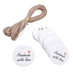 100pcs Vintage Round Paper Gift Tags Blank Thank You And Handmade Labels On The Back For Small Business Packaging With Twine