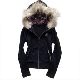 Goth High Street Y2K Black Fur Collar Zipper Sweatshirt Hoodie Women Sweatshirt Harajuku Letter Print Slim Coat Winter Clothes
