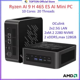 Topton Gaming Mini PC AMD Ryzen AI 9 H 465 ES HX 370 ES 350 ES USB4 2x2.5G LAN 2xPCIe OCuLink Desktop Windows 11 Office Computer