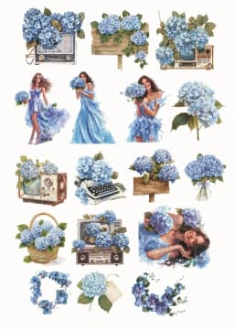 Cute Waterproof Retro Blue Embroidery Ball Girl Decorative Stickers for Journal Scrapbooking DIY Album INS Style Stationery