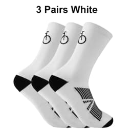 3 Pairs Cycling Socks Men Breathable Mesh Road MTB Bike Socks Bicycle Pattern Mid Tube Outdoor Sport Racing Socks Running Stripe