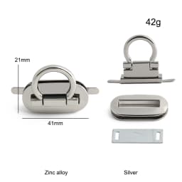 2/5/10Sets Satin silver Metal Square Tiny Bag Turn Lock Twist Lock Clasp For Women Handbag Shoulder DIY Hardware Accessories