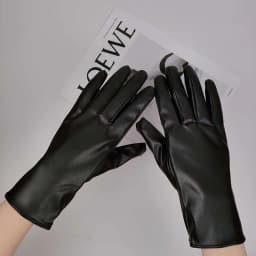 Winter Women PU Leather Plus Plush Thick Velvet Warm Driving Waterproof Glove Female Solid Sport Cycling Windproof Mitten O86