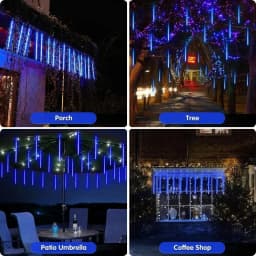 USB Falling Meteor Lights LED String Warm White Blue Colorful 30CM8Tubes 50CM8Tubes IP54 Waterproof 8 Modes Festival Yard Decor