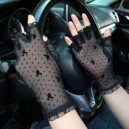 Sexy Mesh Lace Sunscreen Half Finger Gloves Cosplay Stage Performance Etiquette Summer Women Breathable Thin Driving Cycling