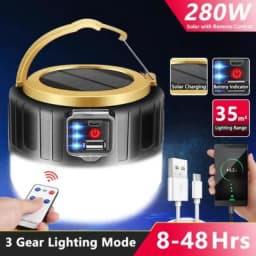 Outdoor Solar LED Camping Lights USB Rechargeable Tent Portable Lanterns Emergency Lights For Fishing Barbecue Camping Lighting