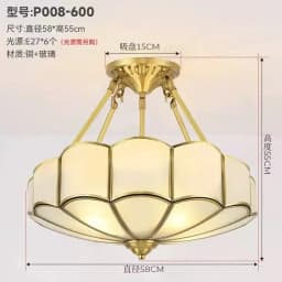 Retro Copper Ceiling Light LED Round Glass Lamp Nordic Bedroom Room Lighting Living Room Study Staircase Entrance Balcony Light