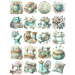 20Pcs/Pack Avocado Green Sewing Sticker DIY Craft Scrapbooking Album Junk Journal Decorative Stickers