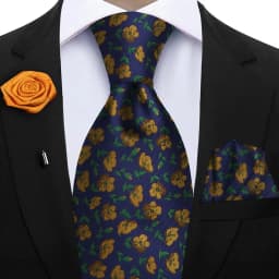 Peacock Blue Floral Print 2-Piece Tie & Pocket Square Set for Men Wedding Business Casual Stylish Accessories