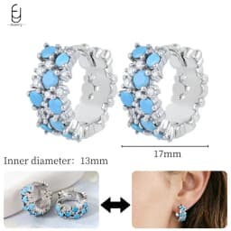 925 Sterling Silver Needle Exquisite Turquoise Silver Earrings for Women Blue Crystal Geometry Pendant Earrings Luxury Jewelry
