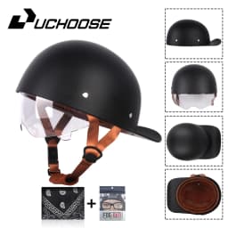 Uchoose Summer Motorcycle Casque DS Baseball Cap Helmet Retro Helmets Vintage Open Face Scooter Cruiser Chopper Gangster