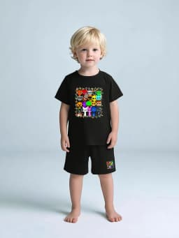 2PCS boys' short sleeved shorts set - printed pattern, suitable for boys aged 3-7- perfect choice for casual and playful wear