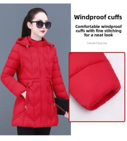 Slim Fit Women's Cotton Jacket 2025 New Style Autumn Winter Coat Polyester Fiber Fill Long Sleeve Zipper Closure Mid-Length