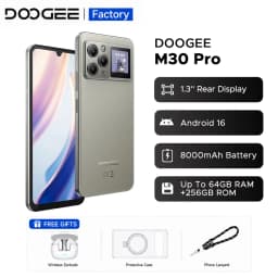 DOOGEE M30 Pro Smartphone Android 16 6.88'' HD+Screen 1.3'' Rear Display Octa Core Mobile Phone 64GB+256GB 8000mAh 64MP 33W NFC