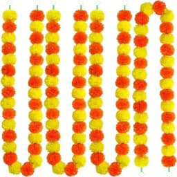 150CM Artificial Marigold Wreath Home Room Decor Dining Table Party Artificial Flower Decoration Wedding Decor Diwali Accessory