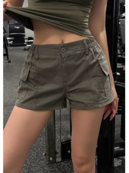 Women High Waist Regular Button Fly Shorts 2025 Summer Retro Casual Washed Cargo Shorts
