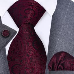 GUSLESON 8cm Blue Black Pink Men Ties Pocket Square Cufflinks Set Paisley Silk Necktie Wedding Business Gift Tie Accessories