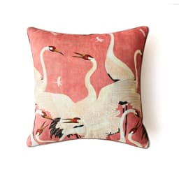 Pink Crane Pillows Luxury Green Chenille Cushion Case Vintage 45x45 50x50 Decorative Pillow Cover For Sofa Chair Home Decoration