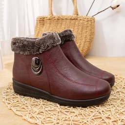2025 Top Quality Mom Leather Ankle Boots Women Non-slip Winter Fur Snow Boots Female Wedge Oxford Sneakers Womens Winter Shoes