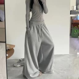 Deeptown Vintage Oversized Basic Women Sweatpants Wide Leg Korean Fashion Baggy Harajuku Pants Jogging Hip Hop Trousers Autumn