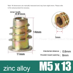 10-100Pcs M4 M5 M6 M8 M10 Zinc Alloy Thread for Wood Insert Nut Flanged Hex Drive Head Furniture Nuts Selection Length 6-30mm