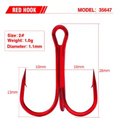 20PCS/Lot Red Anchor Hook High Carbon Steel Barbed Treble Hook Fishing Tackle Tool Accessories Sea Fishing Wild Fishing
