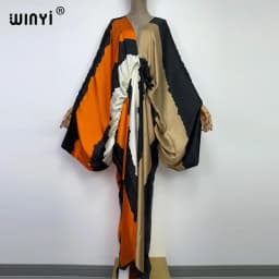 Sexy bech high-quality hand-rolled feel silk rayon fashion print 2021 WINYI Maxi women's robes long beach V-neck Bohemian dress